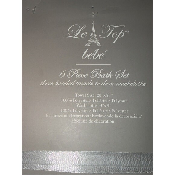 Le Top Bebe 6 Piece Hooded Towel And Washcloth Set Baby Girl NWT - Picture 6 of 8